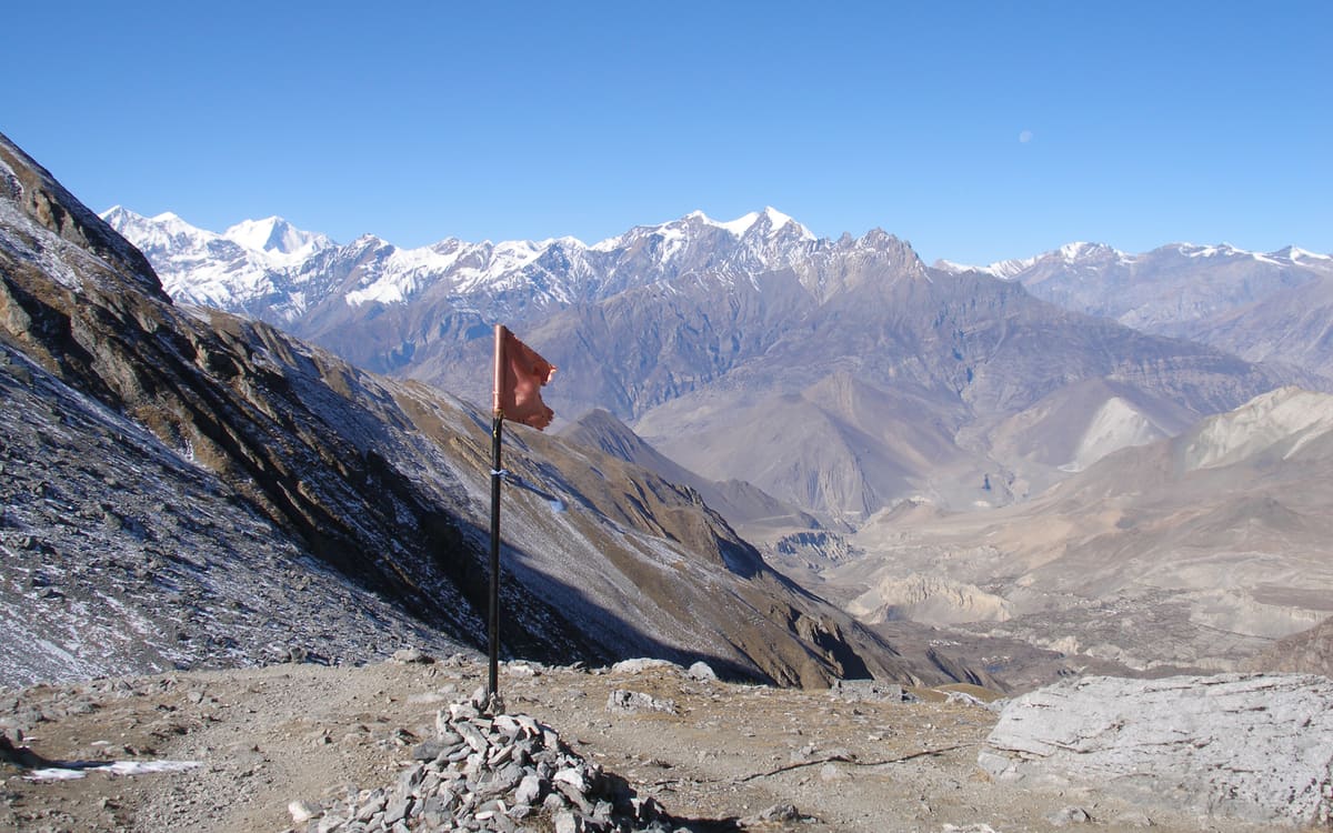 Thorong La pass, 5,416 m, on the Annapurna Circuit