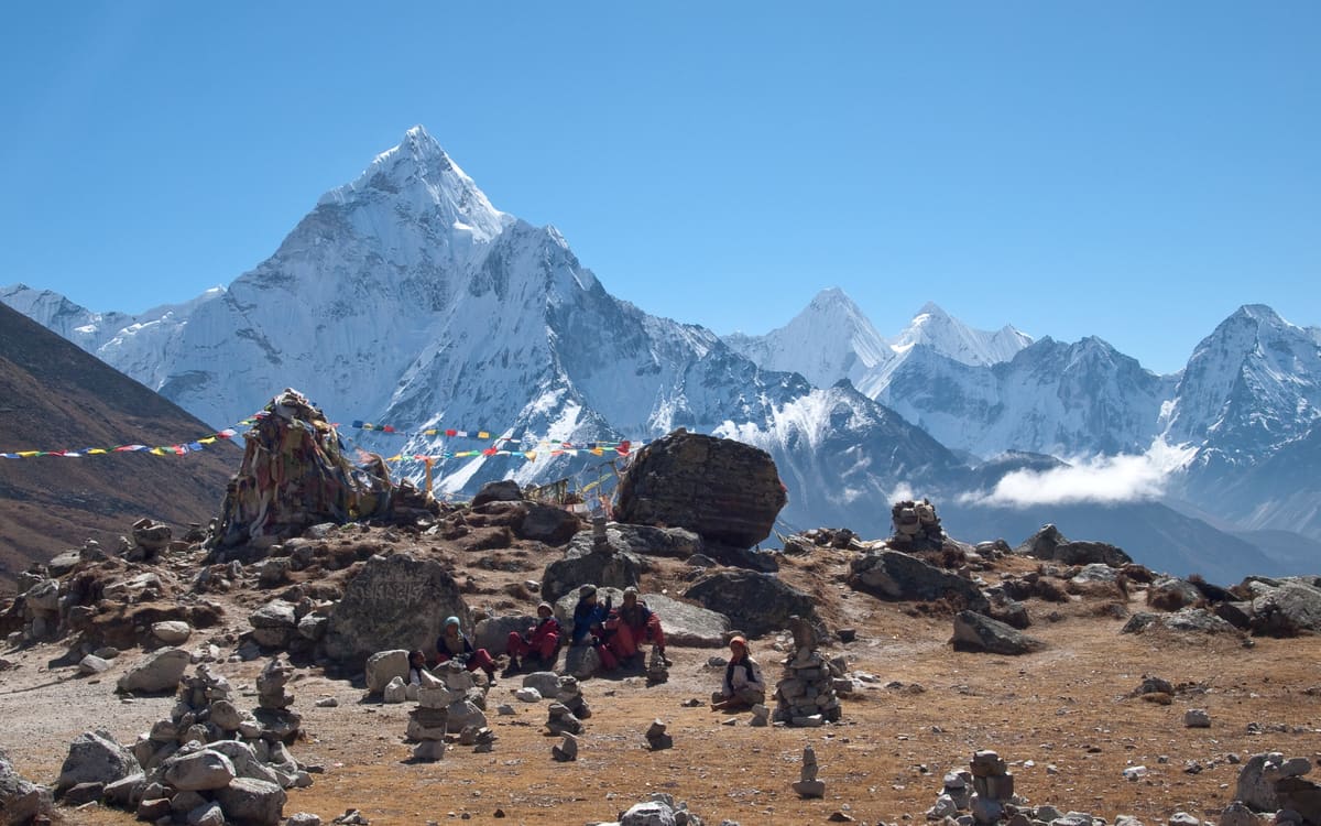 Ama Dablam above the trail in the Khumbu