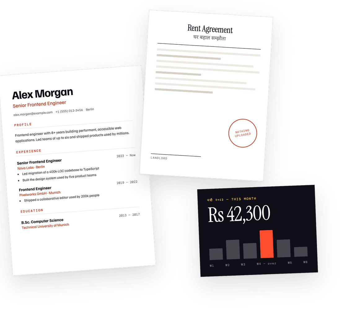 A CV, a Nepali rent agreement and a month of tracked spending