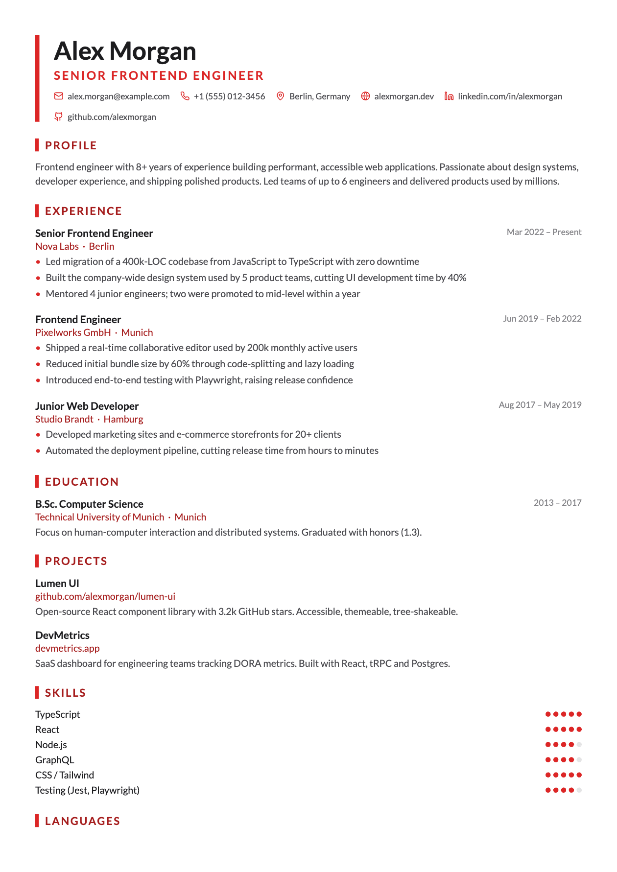 Accent CV template