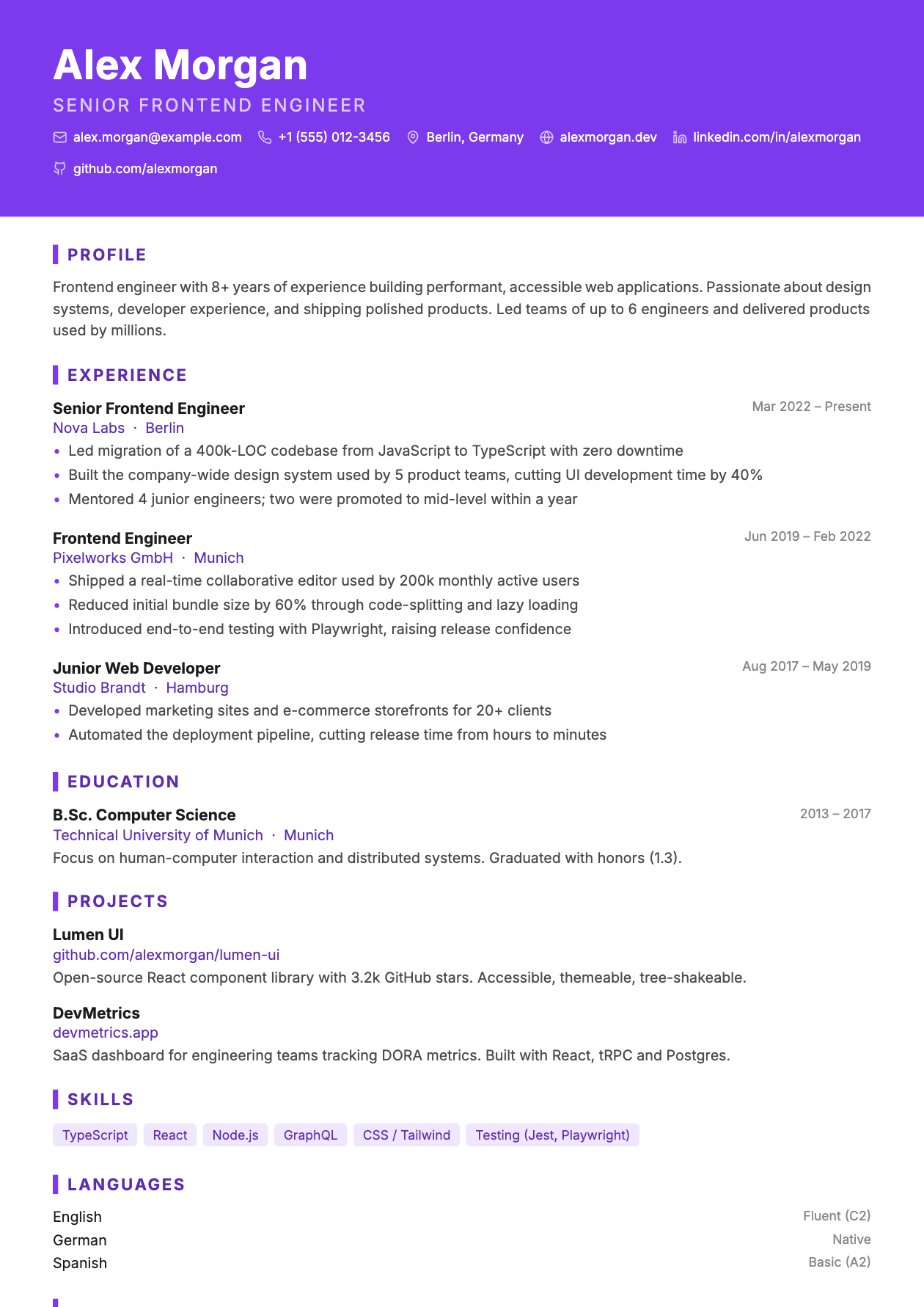 Banner CV template