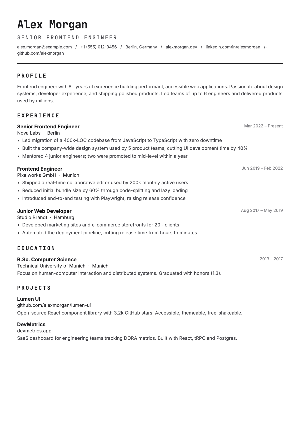 Mono CV template