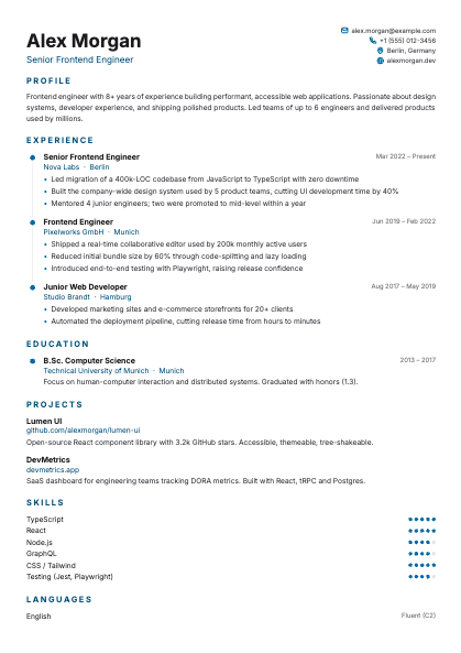 Timeline CV template — vertical career timeline resume
